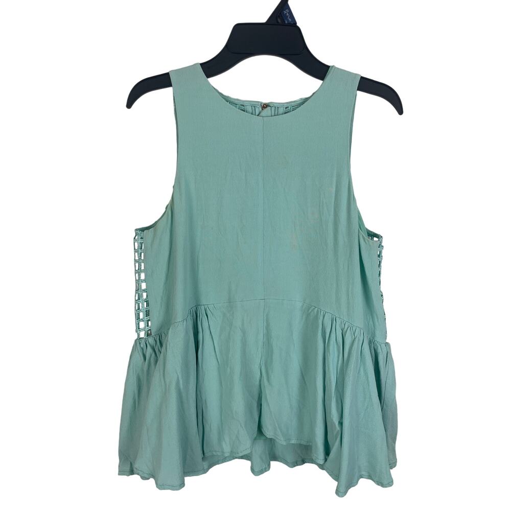 Finders Keepers Womens Way To Go Blue Sleeveless Caged Back Zipper Peplum Top - Picture 2 of 8